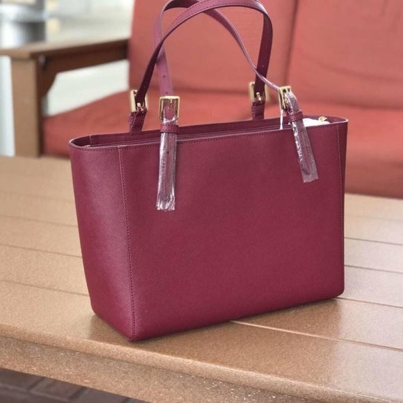 Tory Burch Women's Emerson Saffiano Leather Small Top Zip Tote Handbag 64188 - Picture 3 of 7